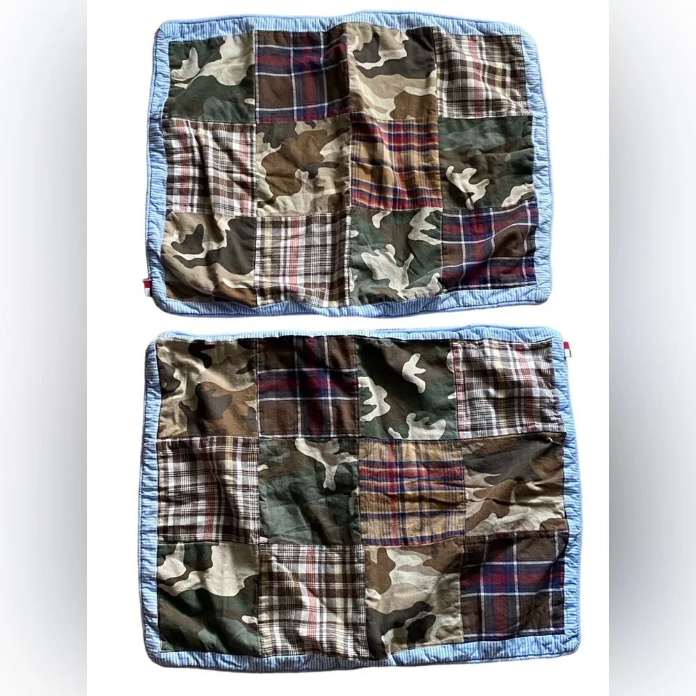 Tommy Hilfiger Camo Madras Plaid Patchwork sham‎ set pillowcase pair